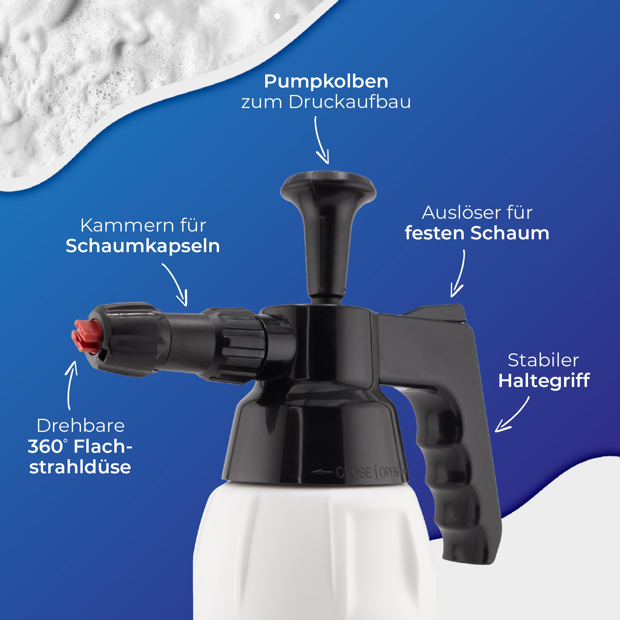 FUSL Komplett-Reinigungsset: FOAMSTER-Schaumkanone plus 1 Liter Krustenlöser – Hochaktiver Grill- und Backofenreiniger, Aktivschaum entfernt Fett & Eingebranntes, Bio-Abbaubar