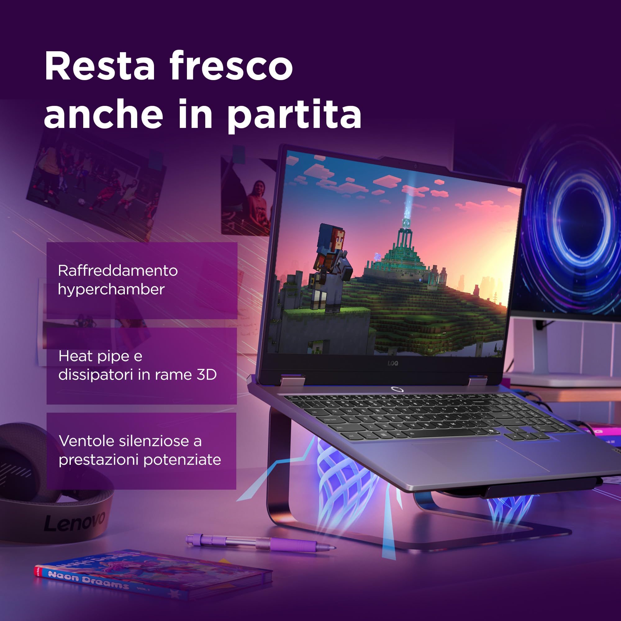 Lenovo LOQ 15" 144Hz Notebook Gaming, NVIDIA GeForce RTX 5070 8GB GDDR7, Intel Core i7-13650HX, RAM 32GB DDR5, 1TB SSD M.2 2242 PCIe 4.0, FHD, Windows 11, Tastiera retroilluminata