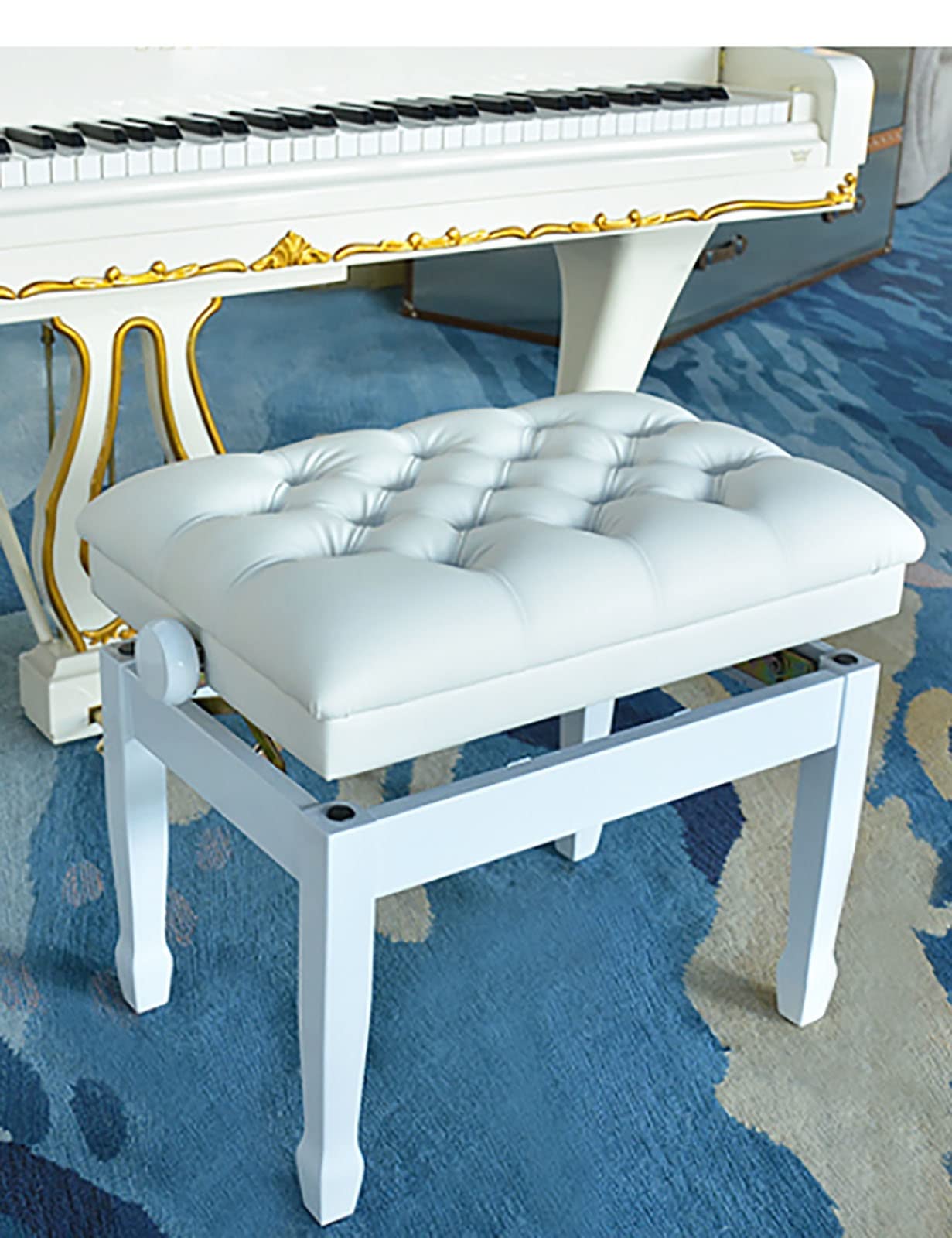 Sgabello per Pianoforte, Tavolo da toeletta, Sgabello Regolabile per Pianoforte, Sgabello per Artista, faggio Importato, Stile Classico