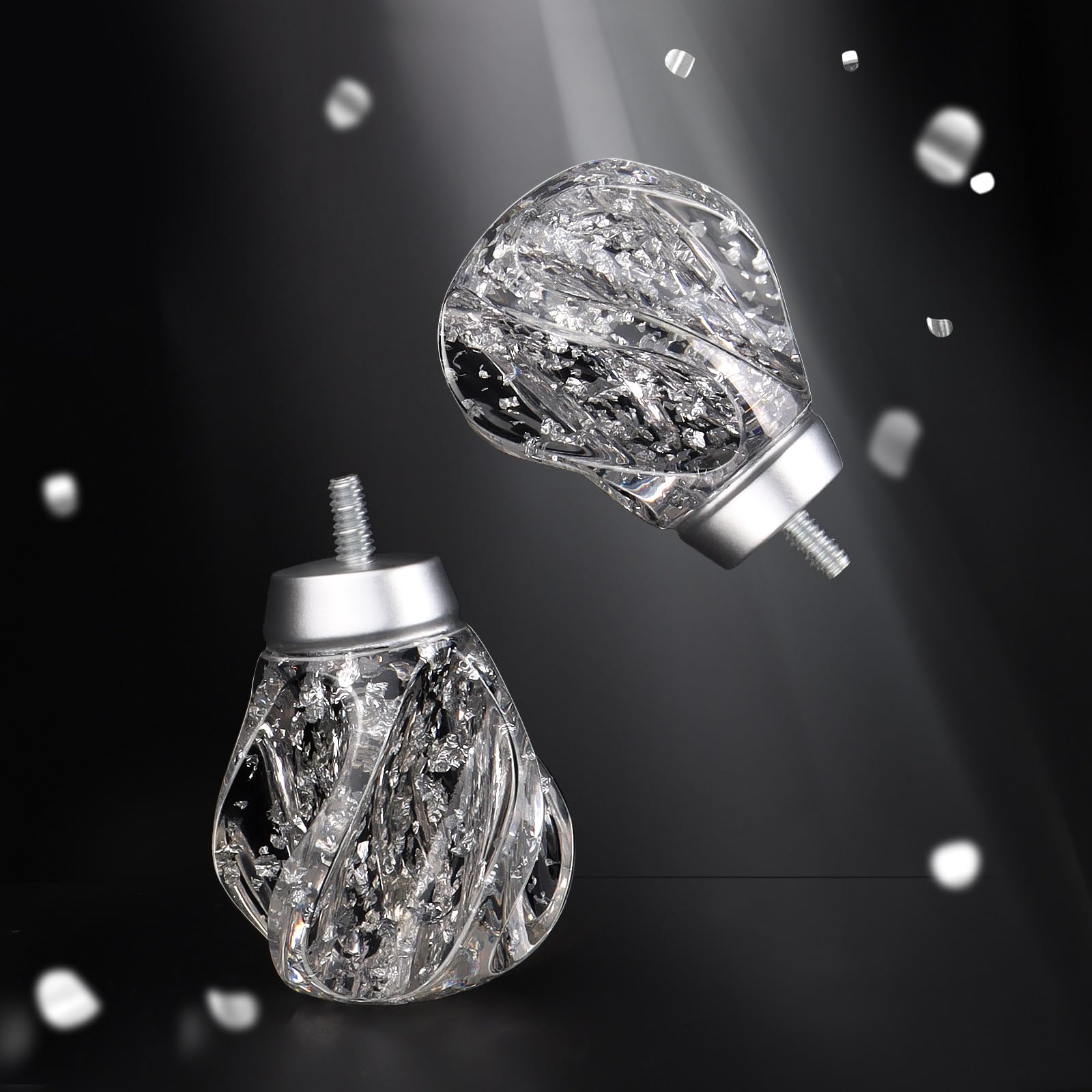 KAMANINA Curtain Rods 32 to 58 Inches (2.6-4.8 Feet) Telescoping Silver Curtain Rod for Windows, Decorative Drapery Rod With Twisted Translucent Ends