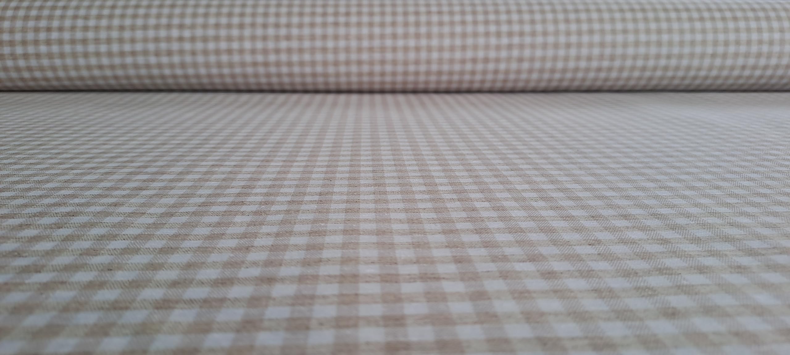 Mantel Vichy, Mantel Resinado Basic Antimanchas, Impermeable y Resistente a Todo Tipo de líquidos (Crudo, 400x140 cm)