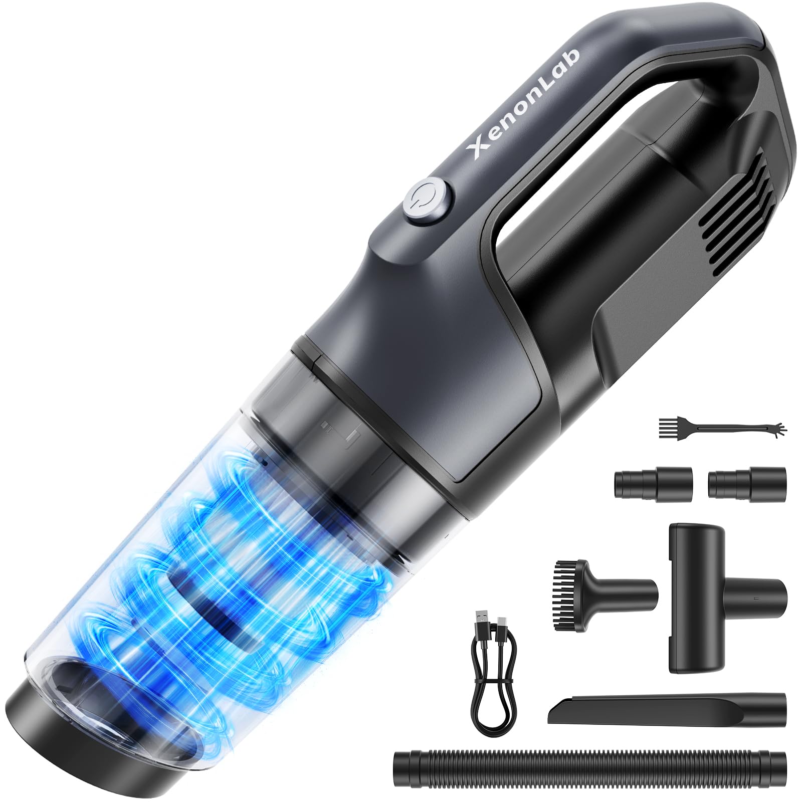 Handheld Vacuum Cordless 1.1 Pounds Car Vac 10000PA Hand Held Vacuums 4-in-1 Hand Vac Cordless Rechargeable HEPA Filter Large Capacity Dust Cup for Car Office Home Pets Hair (Gray)