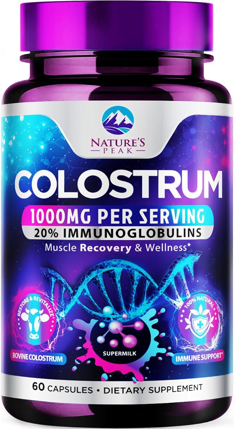 Bovine Colostrum Supplement 1000mg - with 20 Immunoglobulins IgG for Immunity Immune Support Energy Gut Health SP Colostrum