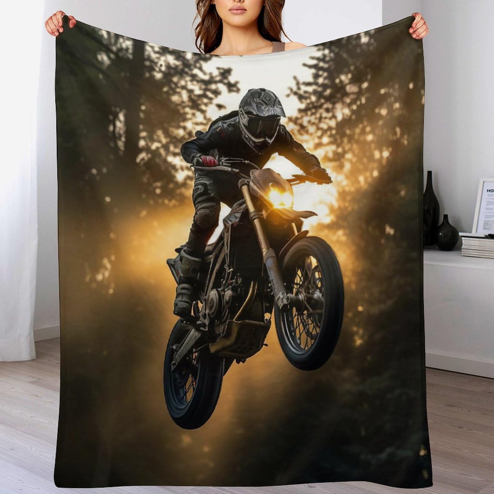 Couverture motocross flannel chaude pour vos soirées canapé confort