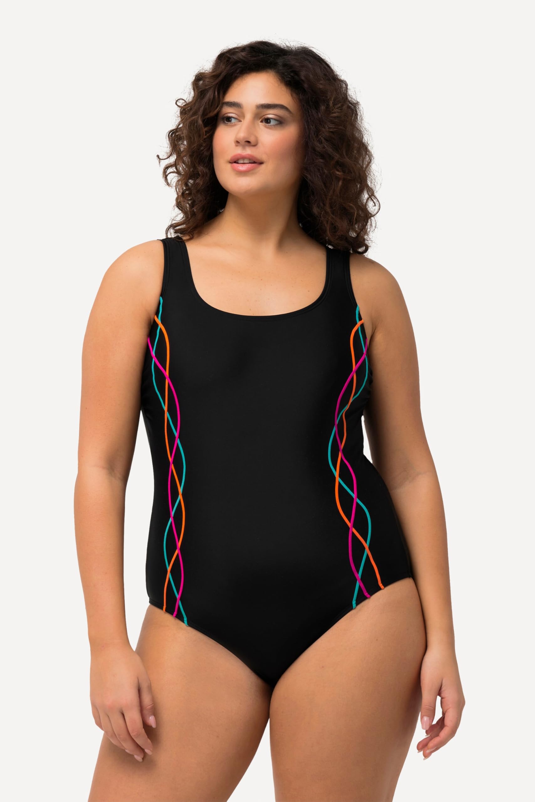 Ulla Popken Femme Grandes Tailles Maillot de Bain, passepoils, Bande sous la Poitrine, Doublure Poitrine 747874