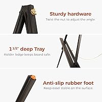 Vista 7 de VISWIN Caballete Negro de 63" para Letreros de Boda, Caballete de Exhibición de Madera Ajustable con Soporte, Caballete de Piso Trípode para Tablero