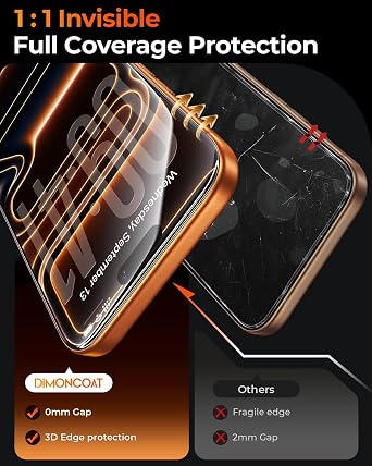 DIMONCOAT Top 9H++ Glass 2 Pack for iPhone 17 Pro Screen Protector 6.3''