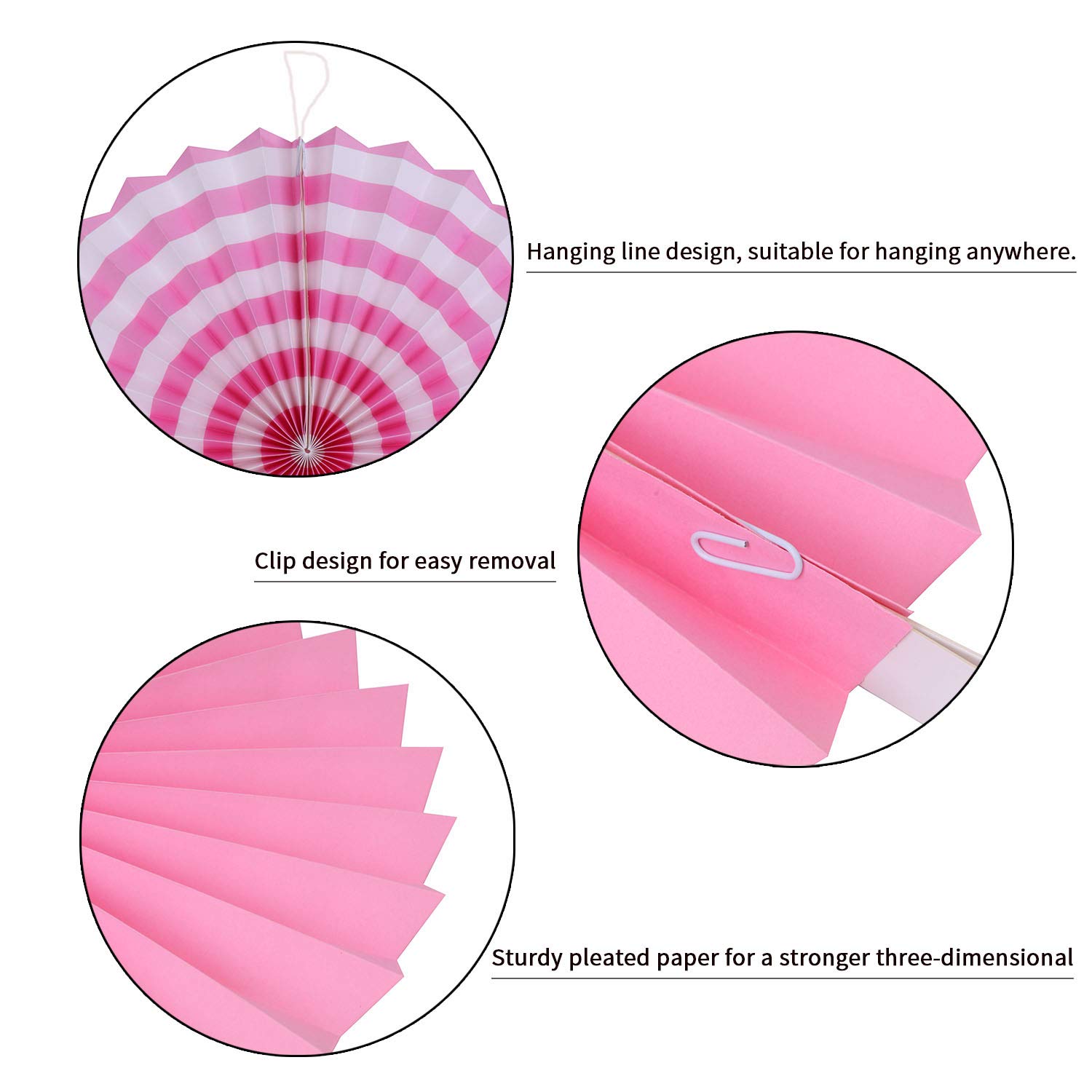 zilue Hanging Pink Paper Fans Decoration Kit Round Paper Garlands Birthday Party Baby Showers Events Accessories Set of 6 1