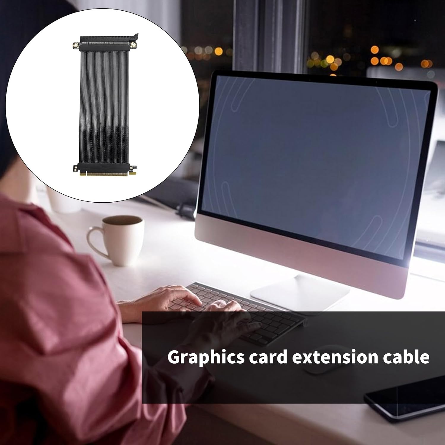 Fast Speed PCIe 5.0 X16 Graphics Extension Cable Shielded Enhances Transmission Integrity GPU Extension Cable