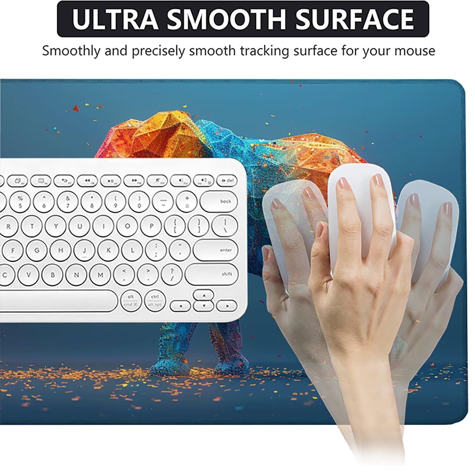 Elefante Alfombrilla Ratón Gaming XXL 1500 x 800 mm, Alfombrilla Gaming Color Mousepad con Base de Goma Antideslizante, Impermeable Desk Mat para Teclado y Raton, Accesorios Gaming, Regalos 2-S