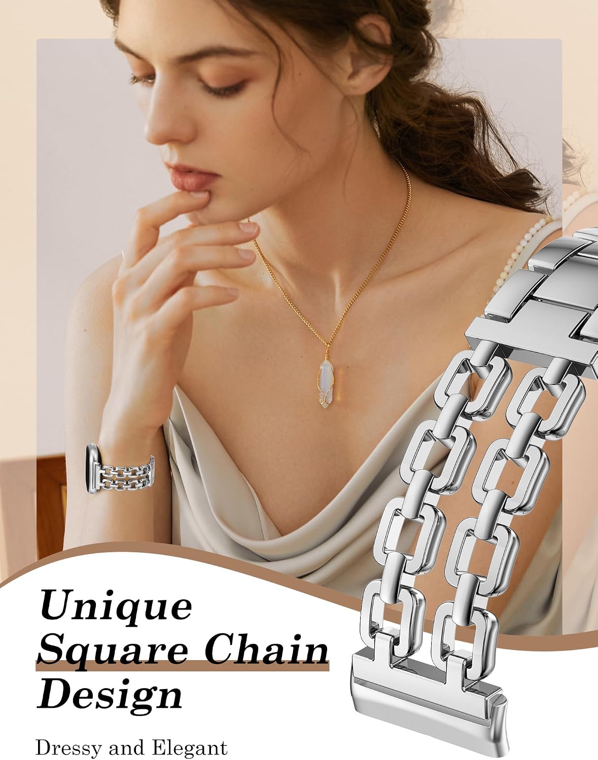 Wearlizer Metal Band Compatible with Fitbit Versa 4 3/Sense 2 1 Bands Women image 2
