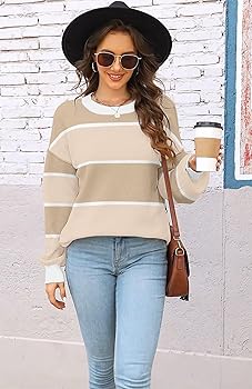 Womens Sweaters Fall 2025 Fashion Long Sleeve Color Block