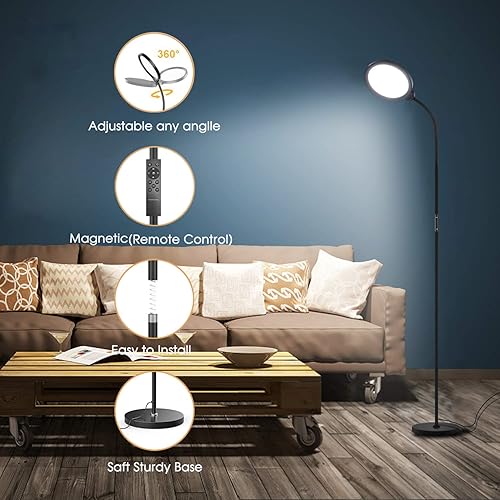 Miniatura 6 de Lámparas de pie LED con control remoto regulable, cuidado de los ojos, lámpara de lectura de pie para sala de estar, dormitorio, oficina