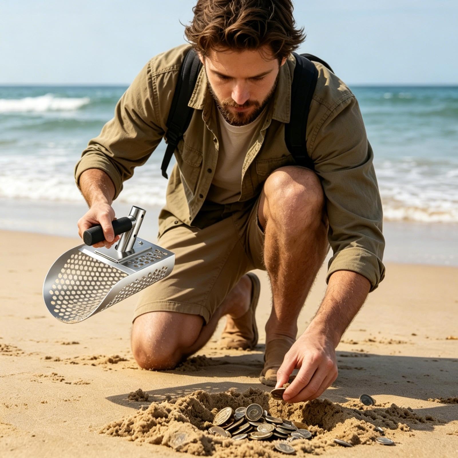 Pala da Spiaggia per Metal Detector Attrezzo da Scavo Portatile e | per Metal Detector per Adulti Hobbisti Appassionati Studenti di Archeologia Lago Cortile
