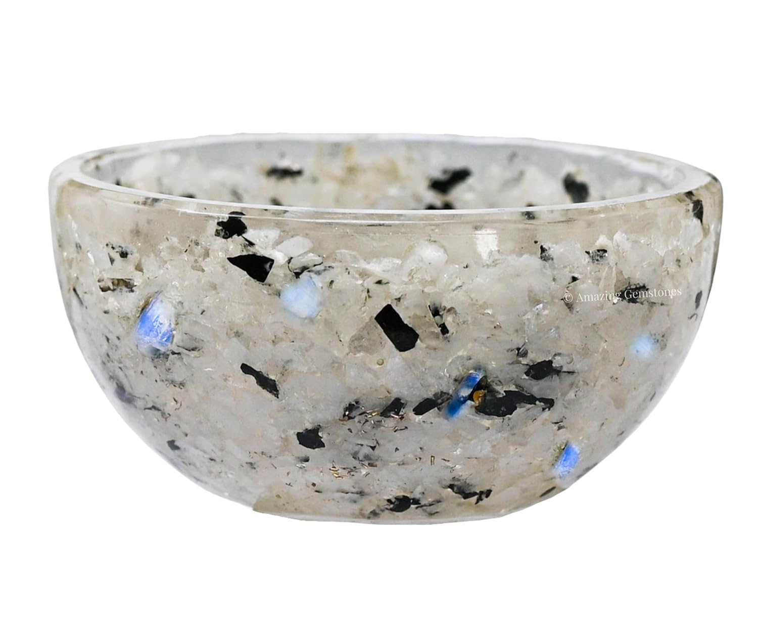 Amazing Gemstone Rainbow Moonstone Orgonite Orgone Crystal Gemstone Bowl - 3" Orgonite Rainbow Moonstone Crystal Bowl for Meditation, Crystals and Healing Stones Gift and...