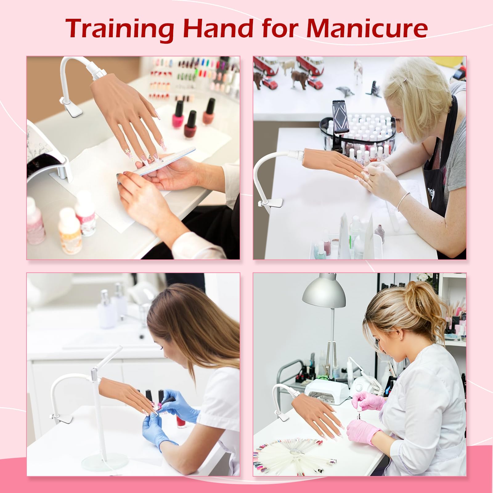Übungshand für Nageldesign - Silikon Hand für Gelnägel - Verstellbare Übungshand für Gelnägel - Professionelle Nagel Hand Übungsmodell für Salon Zuhause DIY Maniküre, Weiß