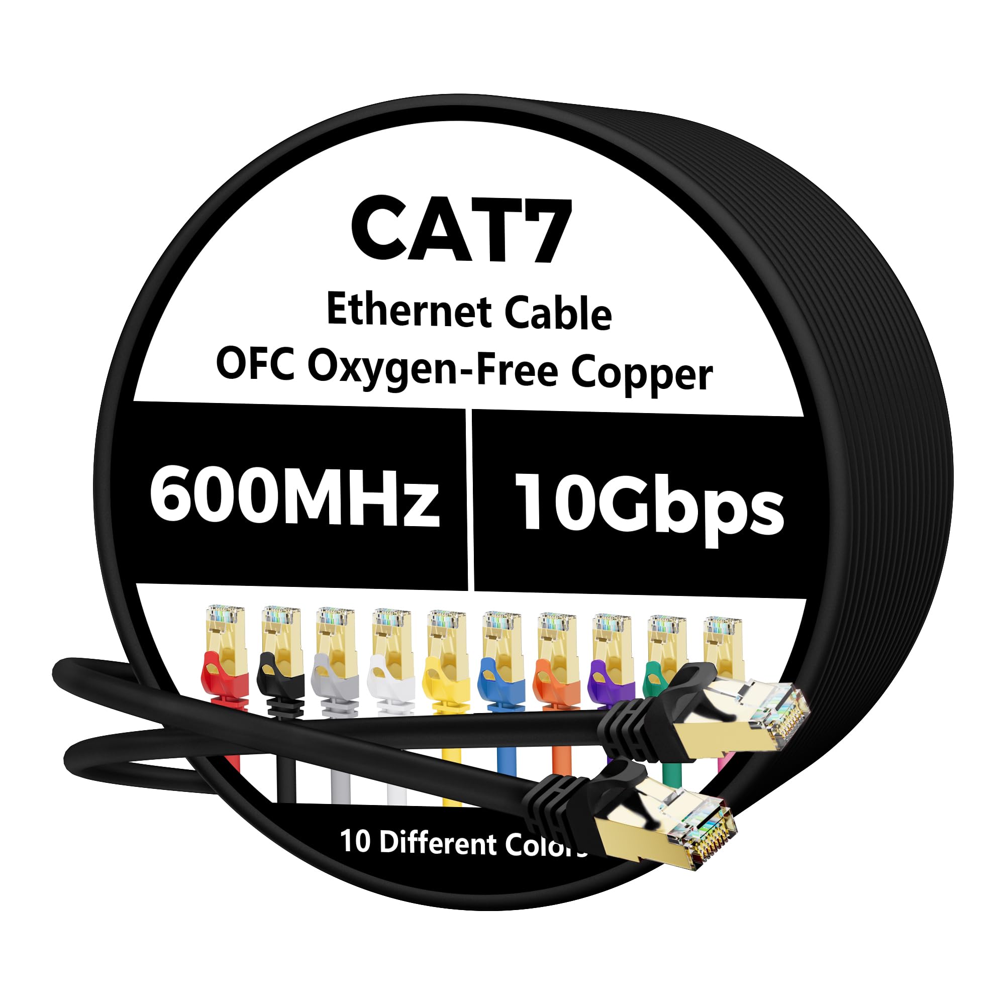 Cat 7 Ethernet Cable 50 FT, 10Gbps High Speed Internet Cord, SFTP Shielded, OFC Pure Copper, CAT7 RJ45 LAN Network Cable Compatible with PC, Laptop,