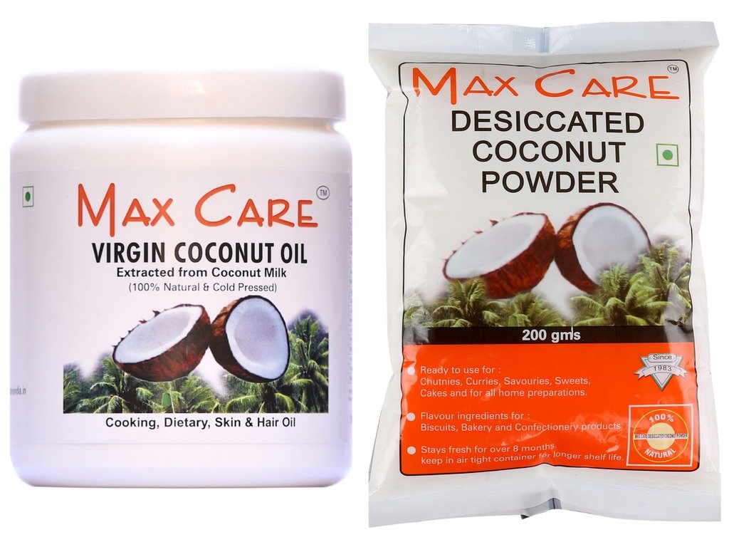 Maxcare Virgin Coconut Oil 250ML Wide Mouth & Maxcare Desiccated