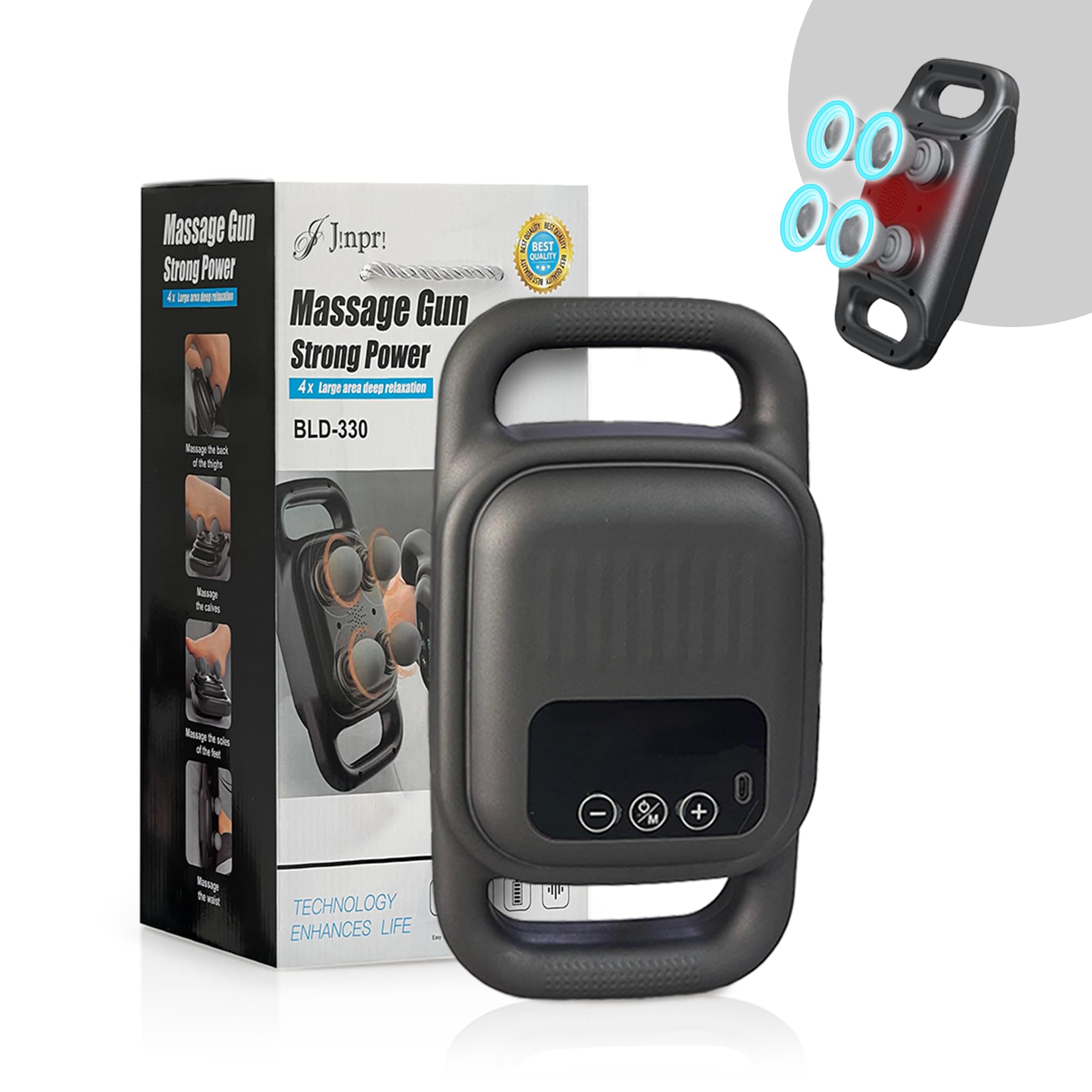 JINPRI Deep Tissue Massage Gun with 4 Interchangeable Heads - Muscle Massager for Back, Neck, and Body Pain Relief Rechargeable, Quiet, and Lightweight Therapy Device (4 Head) (B0D5MCPMWJ) Amazon Price History, Amazon Price Tracker
