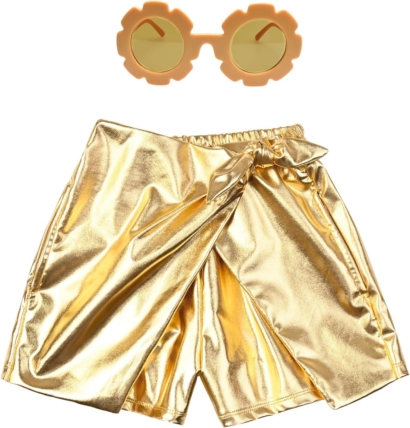 Perfashion Girls' Metallic Skorts Sparkly Shorts with Sunglasses Dancing Skirt 4-13 Years