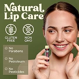 Earth\'s Daughter SPF Lip Balm Cherry Flavor 4-Pack Stocking Stuffers - Lip Sunscreen, SPF 15, Organic Ingredients, Beeswax, Coconut Oil, Vitamin E - Hypoallergenic, Paraben Free, Gluten Free