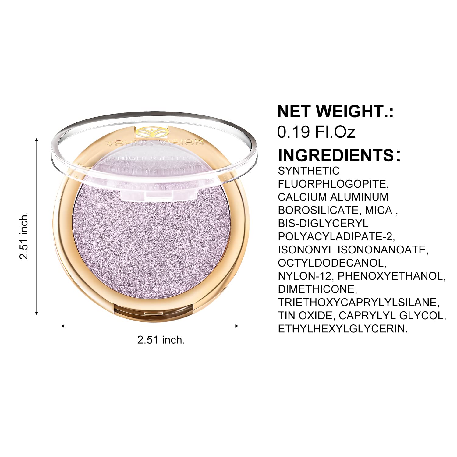 YOUNG VISION Baked Highlighter Powder Palette, Sheer Pearl Shimmer Shades for Face Highlighter Makeup, Highly Pigmented Iluminadores de Maquillaje, 0.19 Oz(Pack of 1) : Beauty & Personal Care