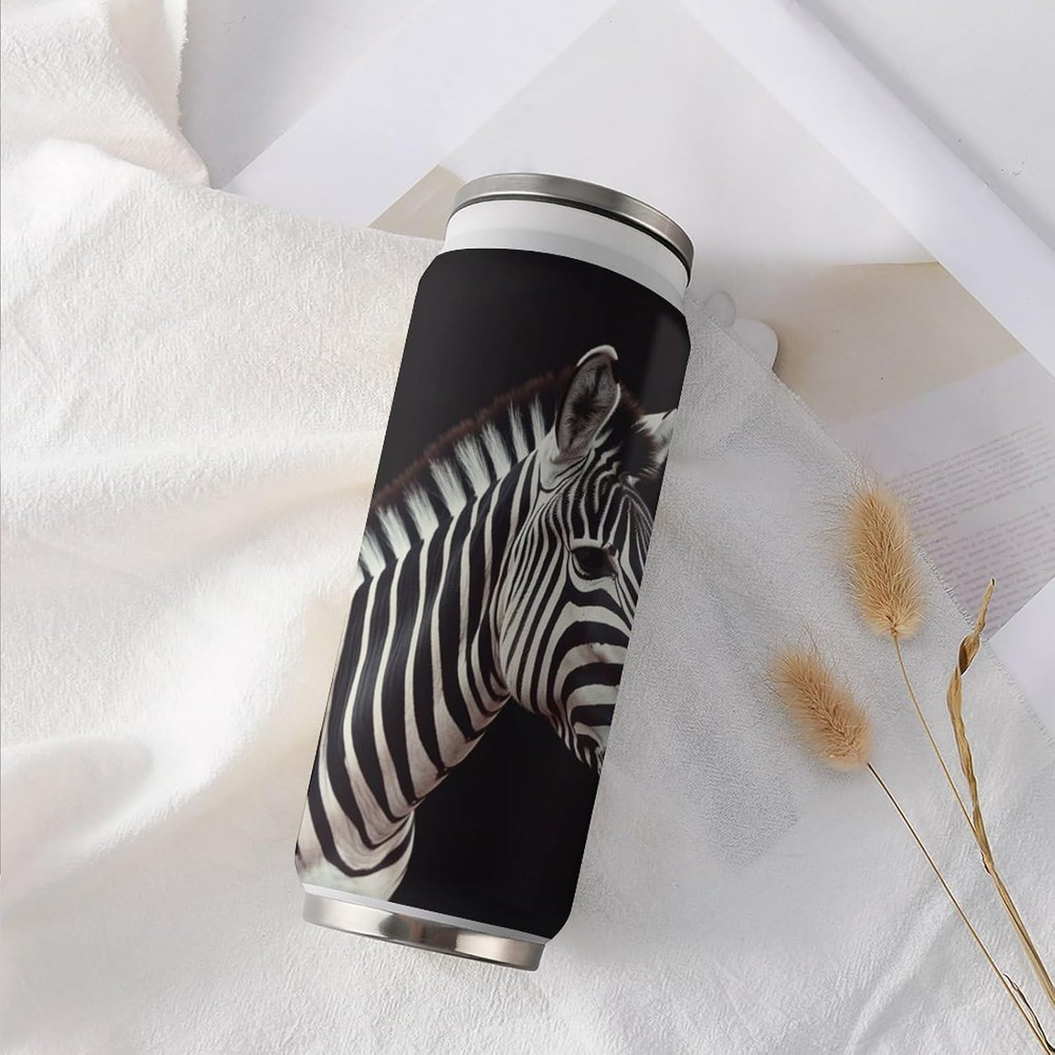 Stainless Steel Cups Animal Zebra Printed Coke Cup Stainless Steel Insulated Cups with Lid And Straw
