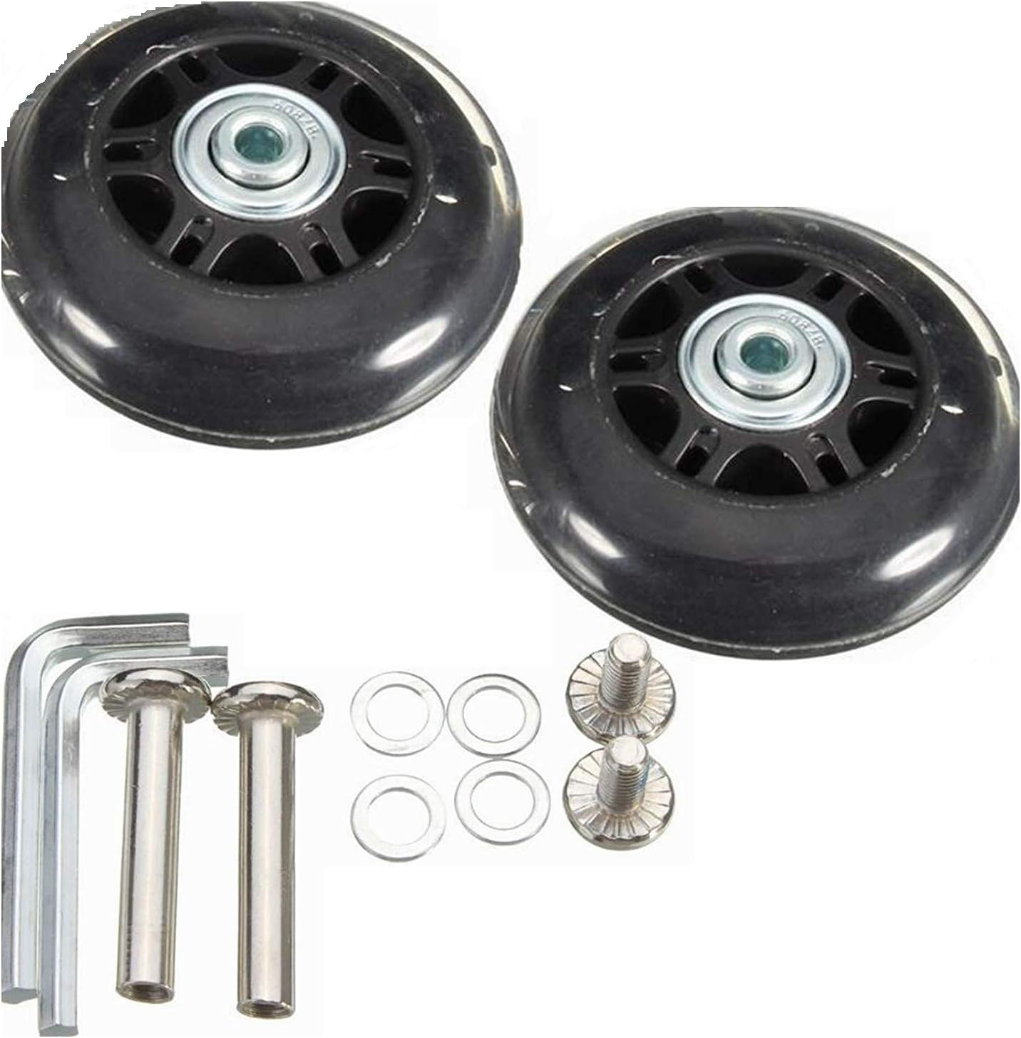 Luggage Suitcase Replacement Wheels OD 70mm (2.76") ID 6mm (0.24") W 27mm (1.06") Axles 35mm (1.38") Repair Set [HRUS]
