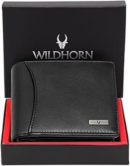 WildHorn India RFID Protected Leather Men's Wallet, BLACK, Contemporary