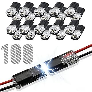 100pcs Double Wire Plug in Connector with Locking Buckle, Quick-Clip Fasteners Multi-Purpose Snap-On Blocks for Strip Lights DIY Crafting, Low-Voltage Decor & Model Kits 2 Pin - Amazon product rated Grade A