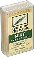 Tea Tree Therapy Mint Toothpicks with Australian Tea Tree Oil - 100 Count Natural Oral Care