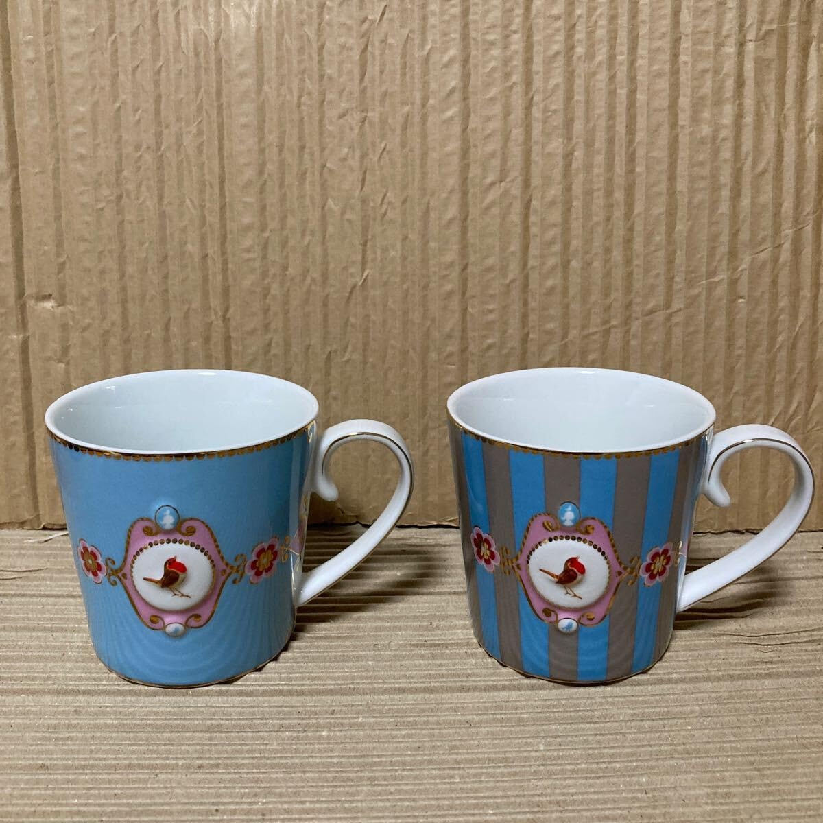 Amazon.co.jp: ピップホーム マグカップ 2個 鳥 水色 ピップスタジオ 
