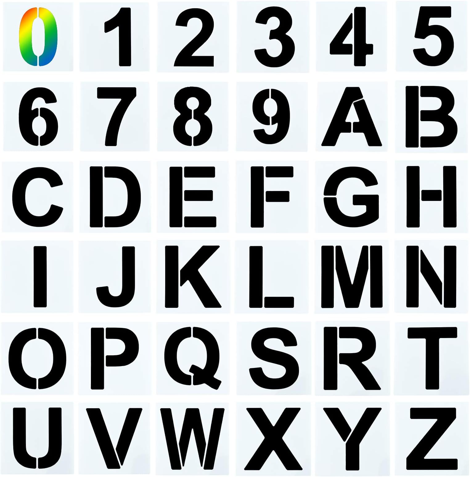 36Pcs Letter Stencils 5 Inch Alphabet Number Templates Large Reusable Plastic Number Stencils for Painting on Wood Wall Fabric Chalkboard Canvas Scrapbooking DIY Writing Craft