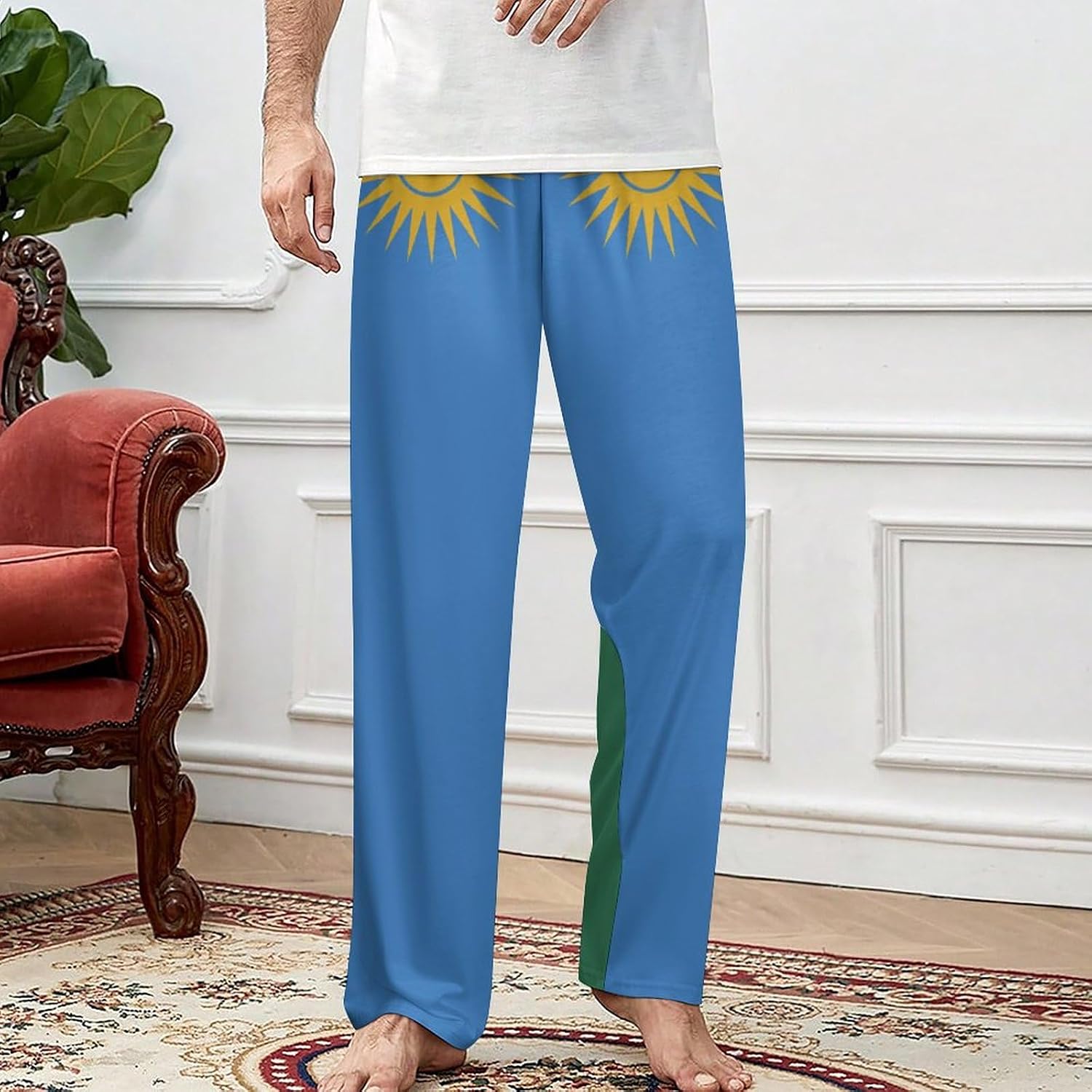 Saint Vincent And The Grenadines Flag Men Homewear Pyjamas Bottoms for Cool Men Party Long Pants Sleepwear Soft Pj Bottoms