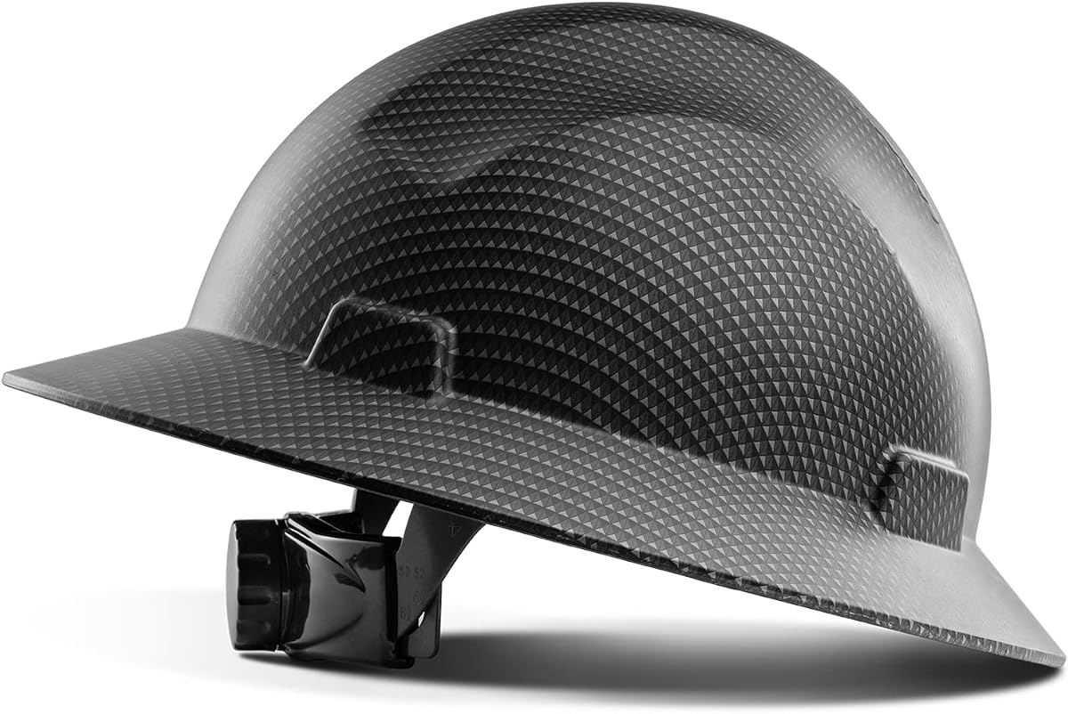 LANON Full Brim FRP Hard Hat, Class C, Premium Grey Dots Design | FRP Shell with 4-Point Adjustable Ratchet Suspension, ANSI Z89.1 Type I, Class C Construction, OSHA Approved Safety Helmet