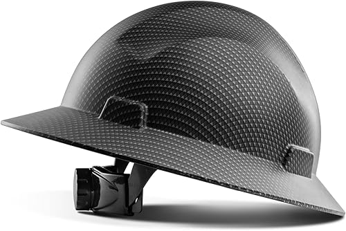 Vista 10 de LANON Casco duro de ala completa, aprobado por OSHA para trabajos de construcción, diseño de patrón azul premium, casco de seguridad FRP