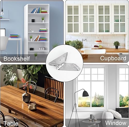 Miniatura 6 de Conector universal de esquina para muebles, conector de fijación en ángulo, marco de soporte triangular, soporte de esquina de acero inoxidable para