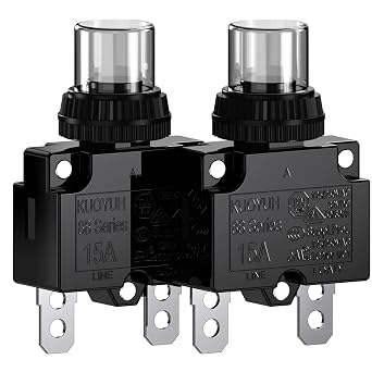 Thermal Overload Circuit Breaker 88 Series 15A 32V DC 125/250VAC 50/60Hz Push Button Reset Switch and Waterproof Button Transparent Cap 2 Pcs