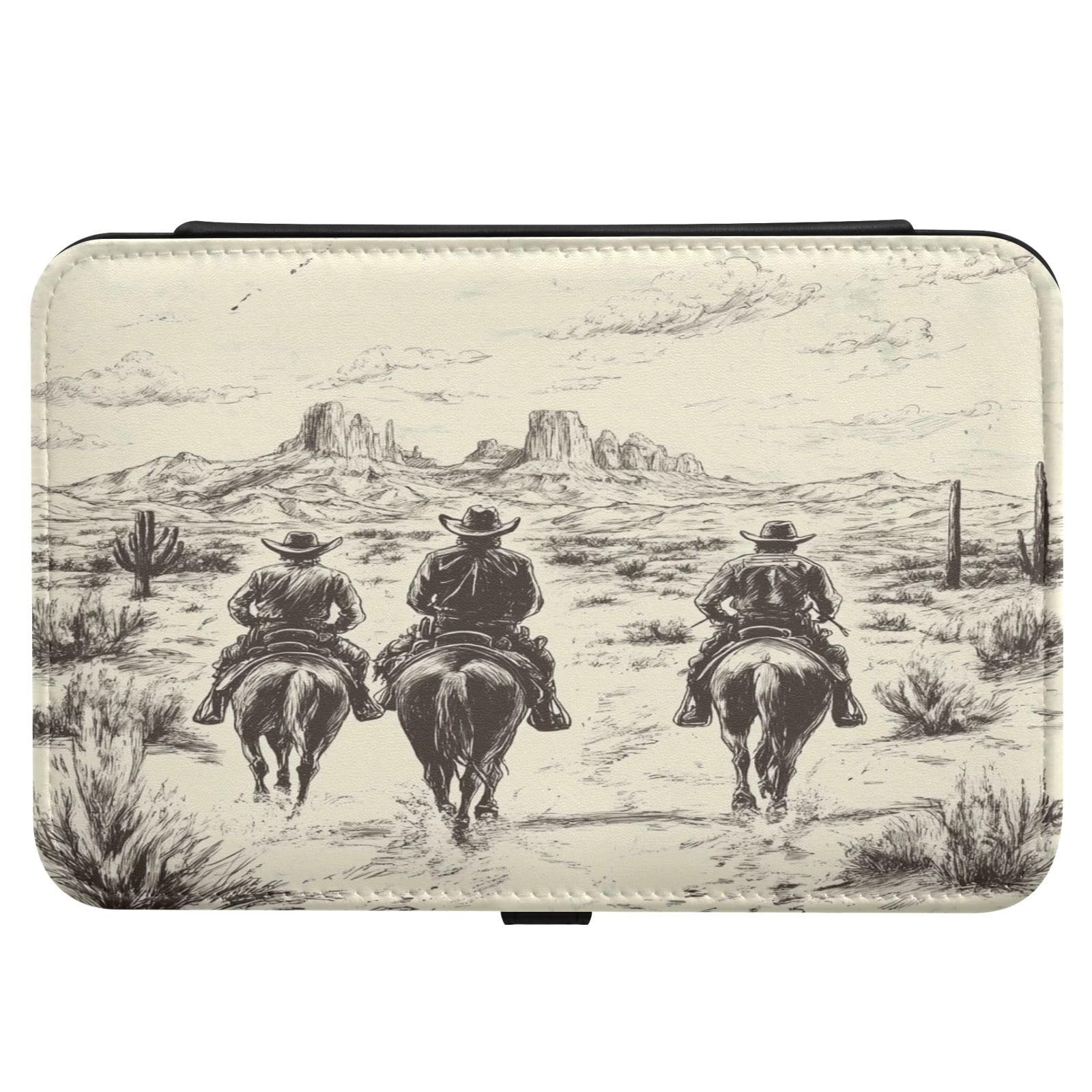 Haskirky Desert Cowboys Jewelry Box Portable PU Leather Travel Jewelry Organize for Women Jewelry Storage Display Holder for Ring, Necklace, Earring