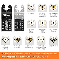 Vista 4 de PECHAM 24 piezas hojas de sierra oscilantes universales de madera y metal de liberación rápida para multiherramienta que se ajustan a Porter Cable