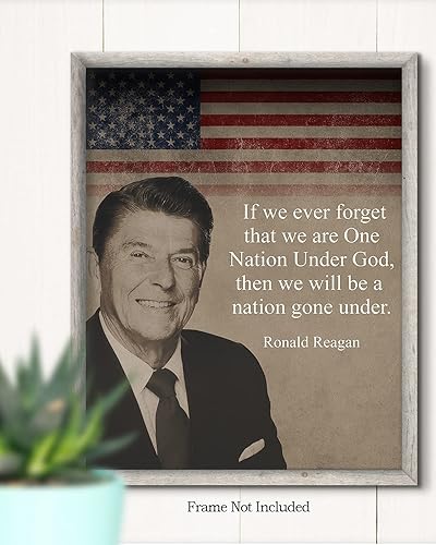 Miniatura 2 de Govivo Ronald Reagan Historic Quote - Impresión artística de decoración de pared del presidente patriótico estadounidense, obra de arte sin marco