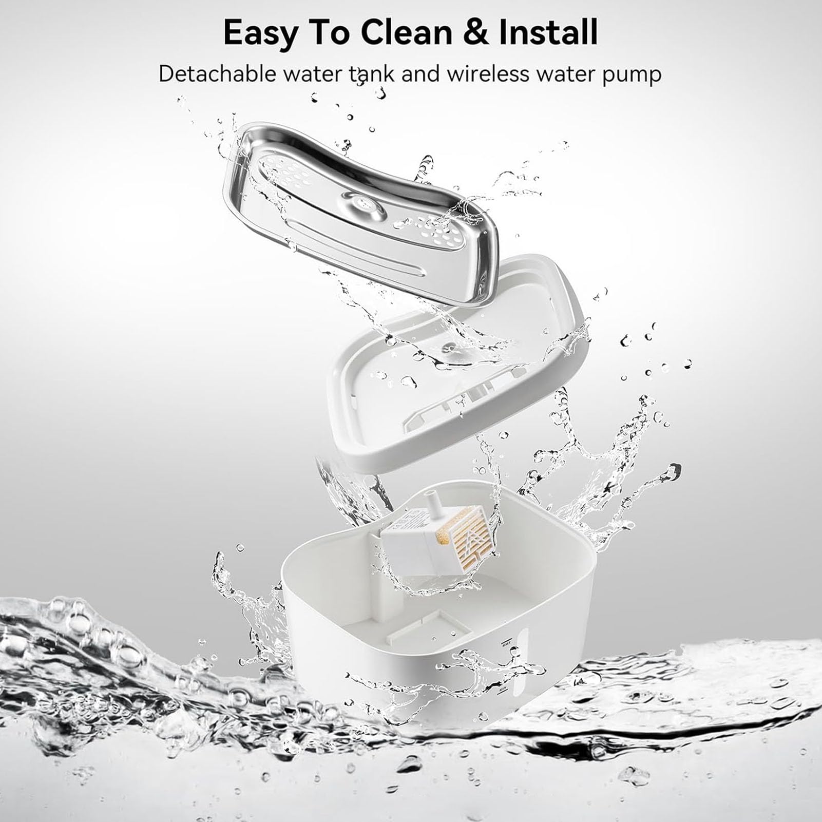 EMUKOEP Dispensador Automático de Agua para Gatos, Diseño de Flujo de Agua Doble, Bebedero para Mascotas para Gatos Inteligentes, Fuente de para de Acero Inoxidable Escena aplicable: Amantes de los en