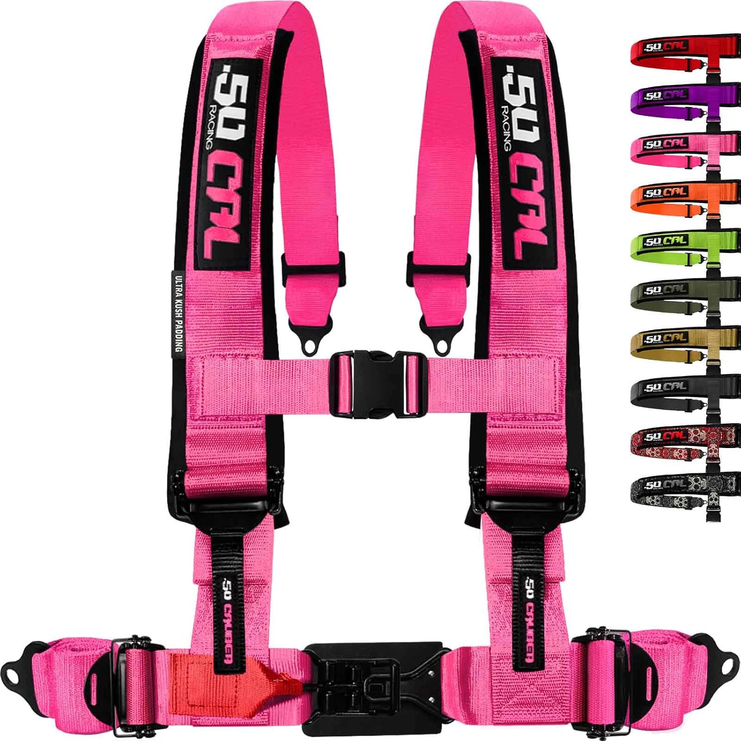 1pc Pink 4 Point Harness for Bucket Seat, 2in Belt, Quick Release, 10 Color Options, Racing Harness UTV RZR Car (6306)