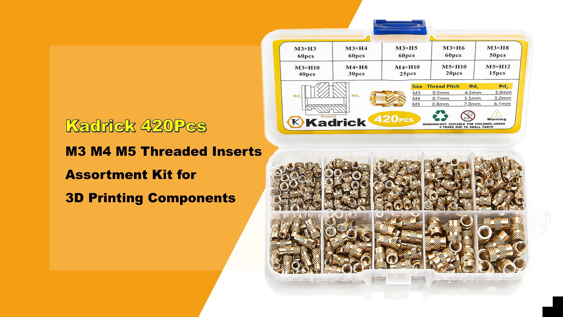 Image of KADRICK M3-M5 Heat Set Inserts Kit,420PCS Brass Thread Inserts for 3D Print