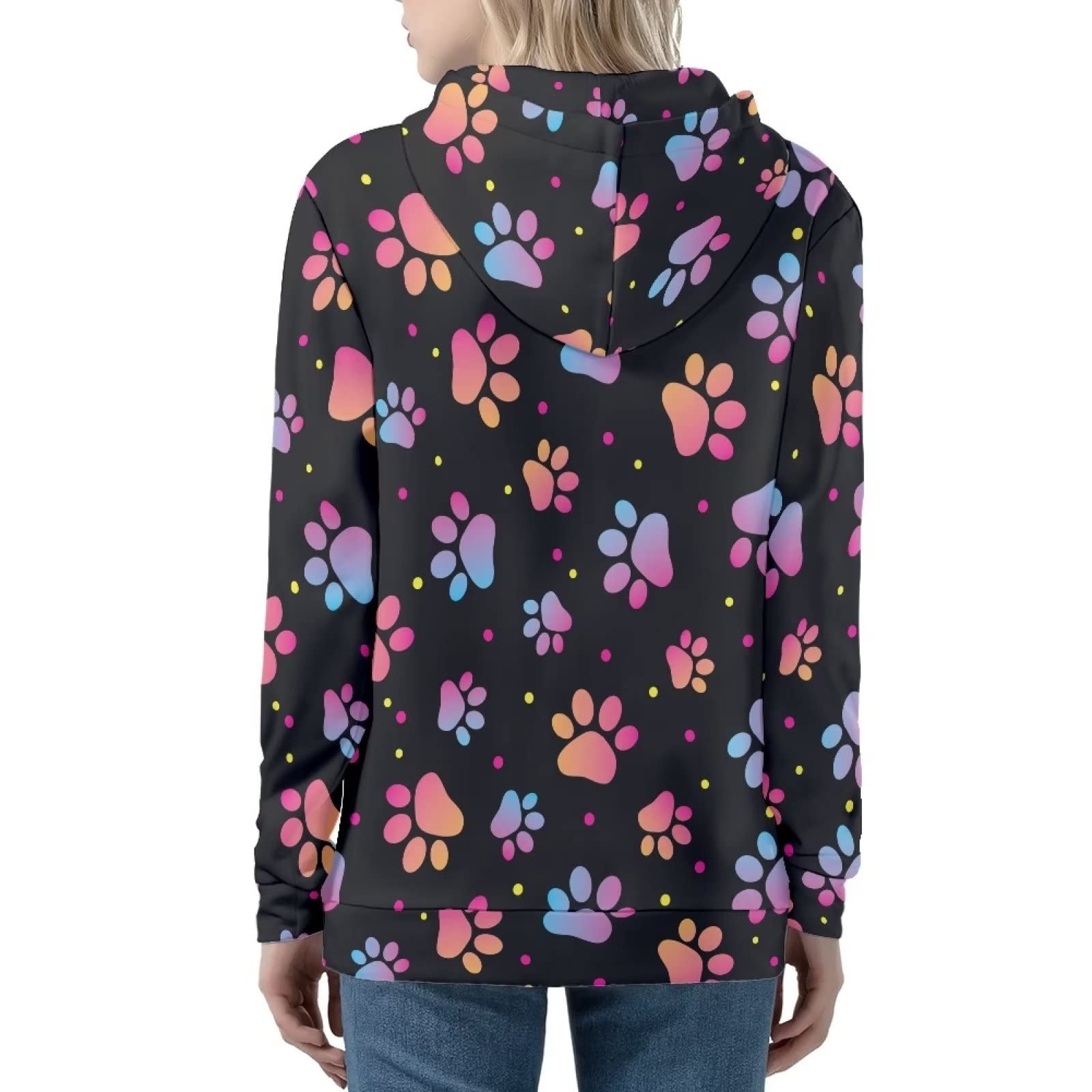 HUIACONG Bluza z kapturem zapinana na zamek błyskawiczny damska bluza z kapturem rozmiar XS-5XL nastolatki sweter, Kolorowa łapa psa 9, 3XL