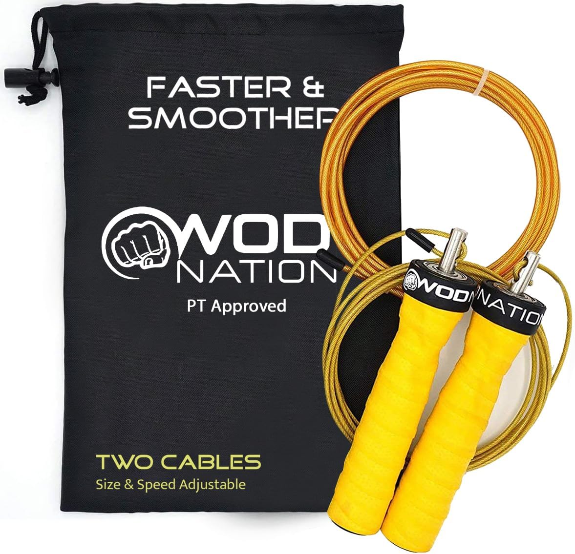 Skipping Ropes for Adults - Great as Exercise Skipping Rope, for Boxing or as Adult Fitness Jump Rope - For Home Gym Equipment - Adjustable two cable system for Men & Women by WODNation