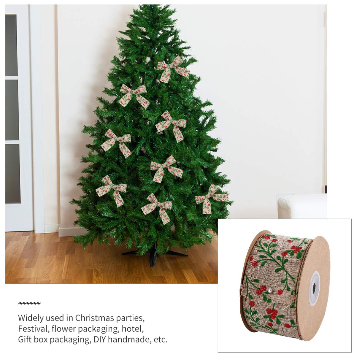 3rollen Weihnachtliches Dekoband Aus Metern Weihnachtsbaum-schleifenband Mit Klassischem Muster Für Bastelarbeiten Geschenkverpackungen Und Festliche Anlässe