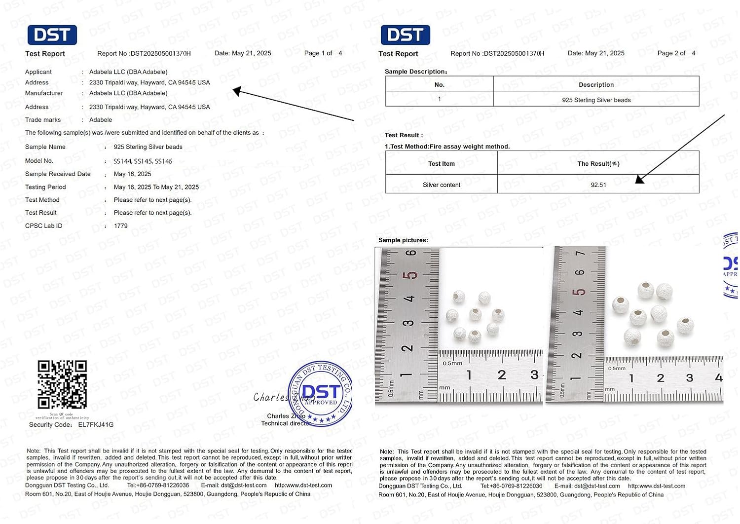 20pcs Adabele Authentic 925 Sterling Silver 4mm (0.16 Inch) Small Tiny Sparkle Stardust Round Loose Beads Spacer for DIY Craft Jewelry Making SS144 - Image 5
