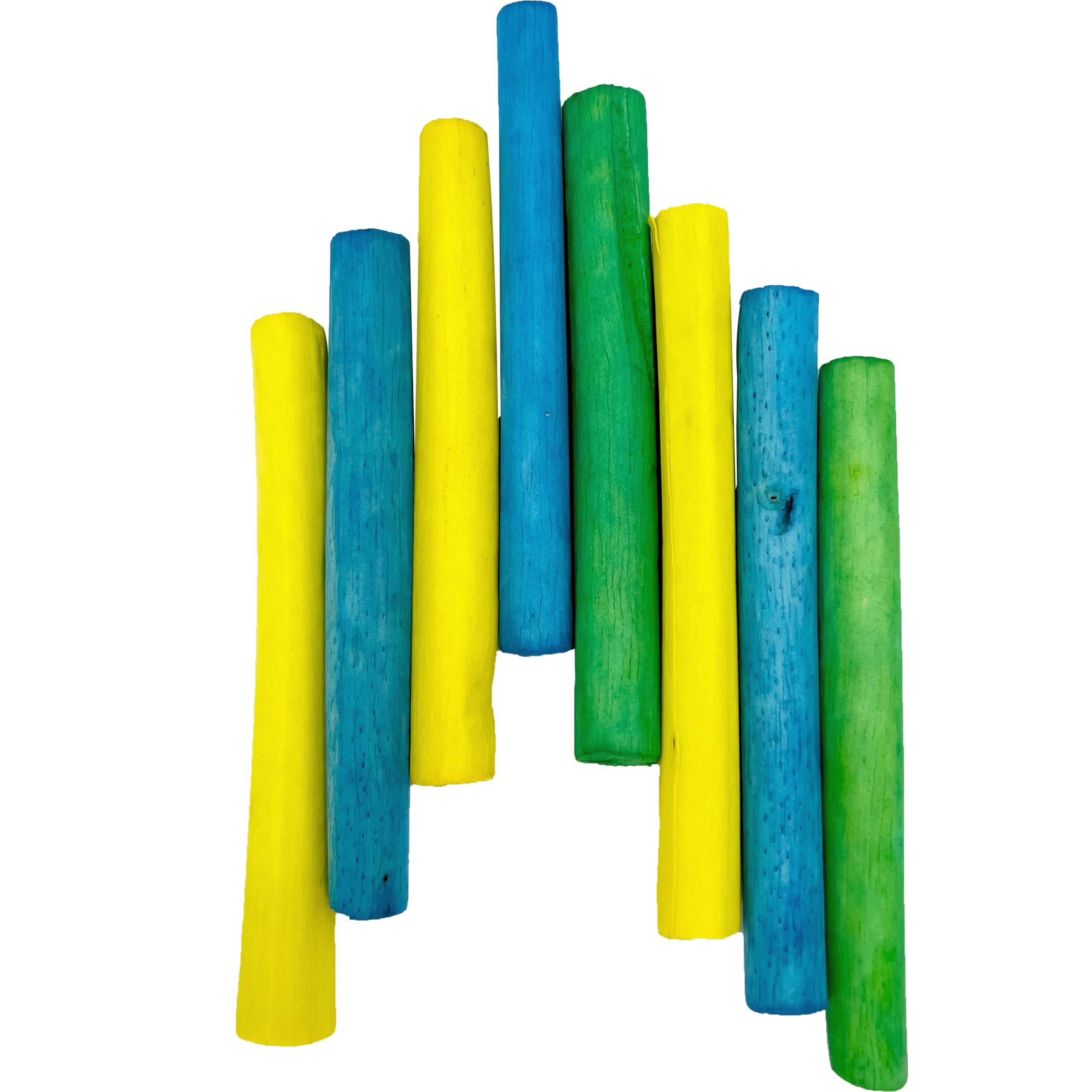 5516 Skinny Rainbow Sola Logs Pk8 - Handcut Natural Sola Bird Foot Toys, Bright Assorted Colors, Pet Safe, Lightweight, Easy for Birds to Hold and Shred
