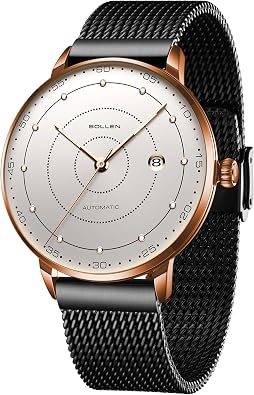 Automatic Self Winding Watches for Men, Mens Automatic Watch, Mechanical Stainless Steel 3 ATM Waterproof Luminous Luxury Dress Mens Wrist Watches with Calendar, Minimalist Watch Gifts for Men